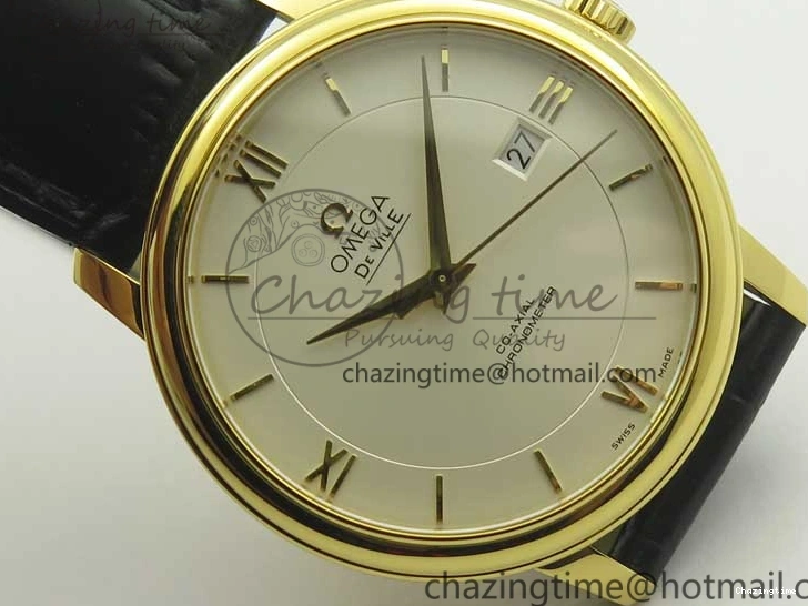 0429 UrbanChic De Ville YG MKF 1:1 Best Edition Silver Dial YG Markers on Black Leather Strap MIYOTA 9015 V 8048